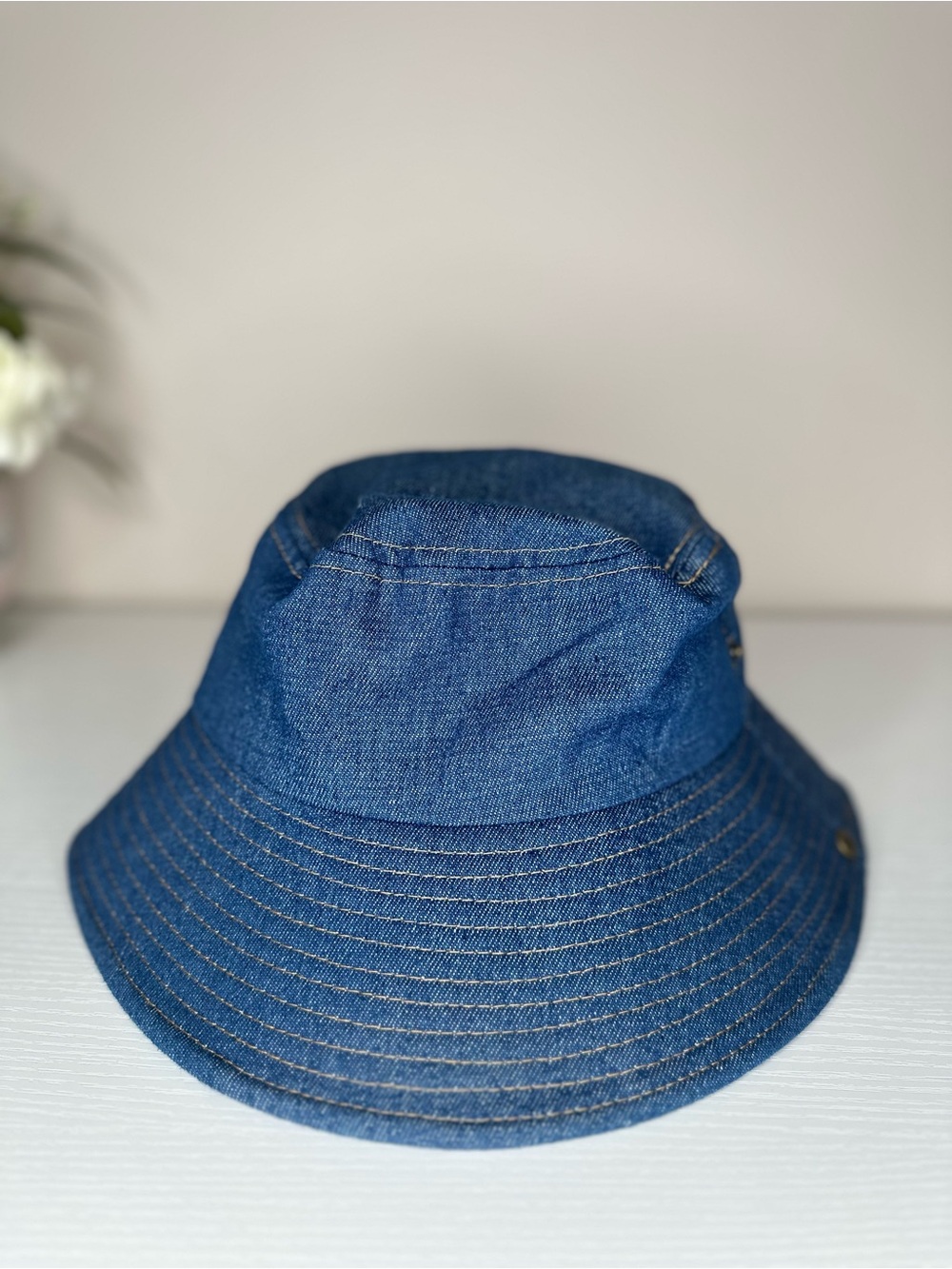 Ed Hardy Denim Bucket Hat Skull Heart Embroidered Blue Cotton NEW - Picture 6 of 8